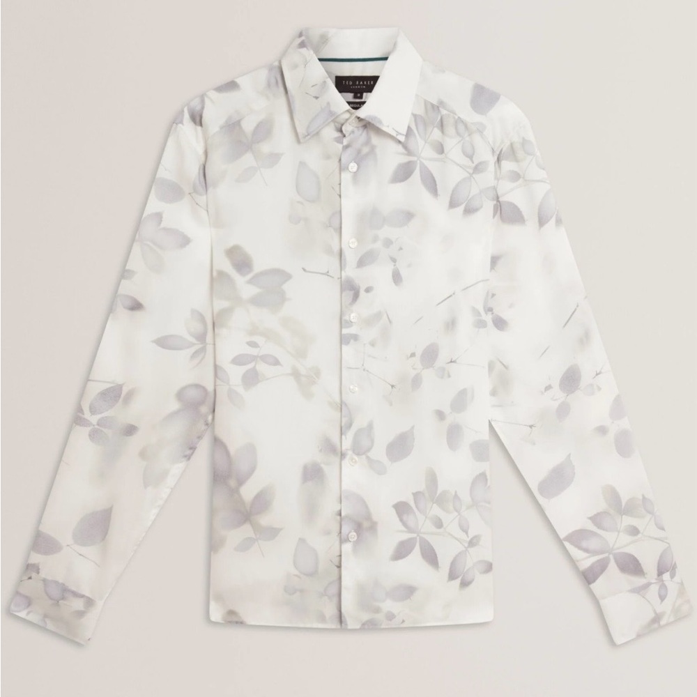 Ted Baker London White and Gray Floral Shirt
